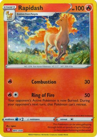 Rapidash - 005/034 - Trading Card Game Classic Holofoil