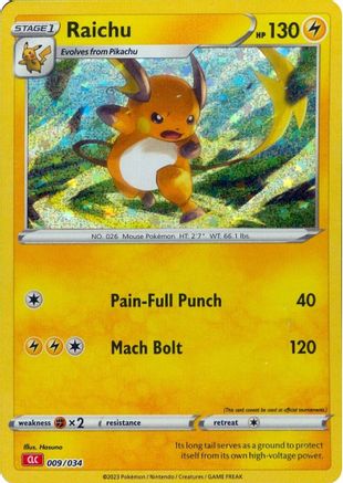 Raichu 9 - Trading Card Game Classic Holofoil