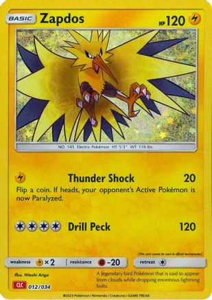 Zapdos (12/034) - Trading Card Game Classic Holofoil - Classic Collection