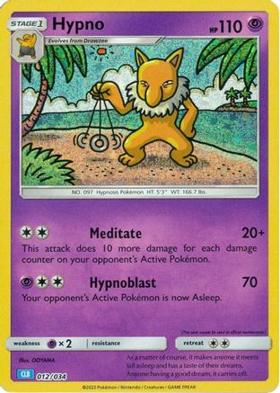 Hypno (12/034) - Trading Card Game Classic Holofoil - Classic Collection