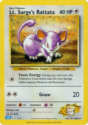 Lt. Surge's Rattata 15 - Trading Card Game Classic Holofoil