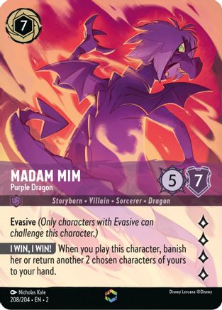 (208/204)  Madam Mim - Purple Dragon (Enchanted) - Rise of the Floodborn  Holofoil
