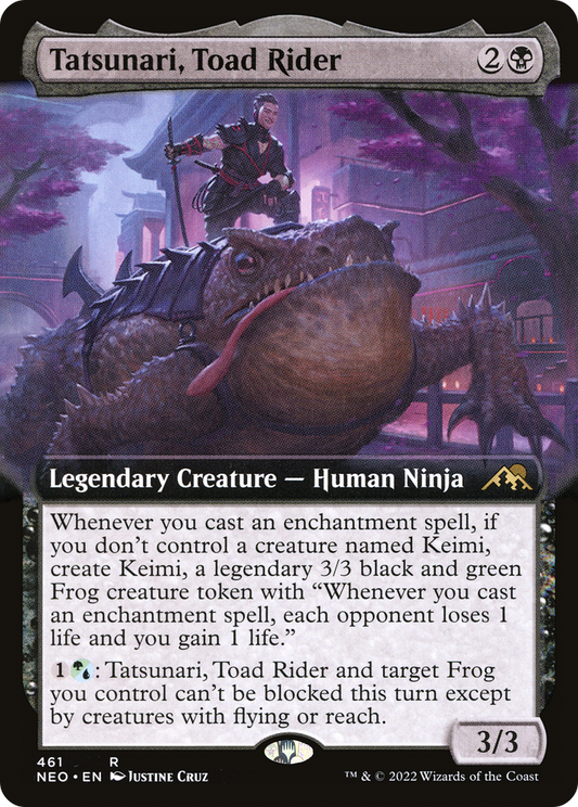 Tatsunari, Toad Rider (NEO-461) - Kamigawa: Neon Dynasty: (Extended Art)