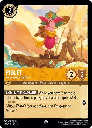 (016/204)  Piglet - Pooh Pirate Captain - Into the Inklands  Cold Foil