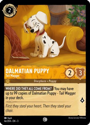 (04e/204)  Dalmatian Puppy - Tail Wagger (4e/204) - Into the Inklands  Cold Foil