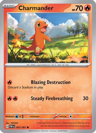 Charmander (7/091) - SV Paldean Fates Reverse Holofoil - Common