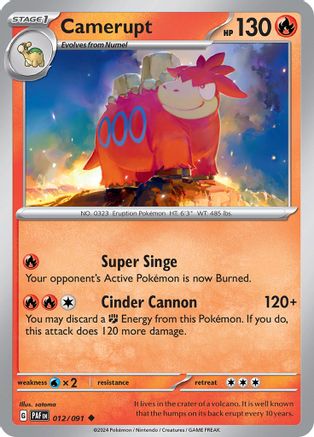Camerupt (12/091) - SV Paldean Fates Reverse Holofoil - Uncommon