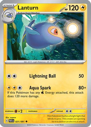 Lanturn (21/091) - SV Paldean Fates Reverse Holofoil - Uncommon
