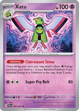 Xatu (26/091) - SV Paldean Fates Holofoil - Rare