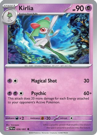 Kirlia (28/091) - SV Paldean Fates Reverse Holofoil - Uncommon