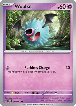Woobat (32/091) - SV Paldean Fates  - Common