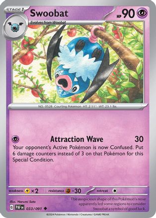 Swoobat (33/091) - SV Paldean Fates  - Uncommon