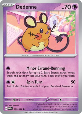 Dedenne (36/091) - SV Paldean Fates Reverse Holofoil - Common