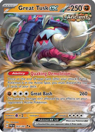 Great Tusk ex (53/091) - SV Paldean Fates Holofoil - Double Rare