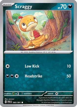 Scraggy (60/091) - SV Paldean Fates Reverse Holofoil - Common