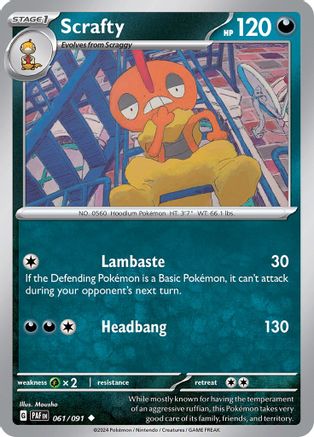 Scrafty (61/091) - SV Paldean Fates Reverse Holofoil - Uncommon