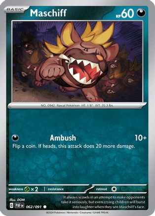 Maschiff (62/091) - SV Paldean Fates Reverse Holofoil - Common