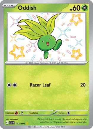 Oddish (92/091) - SV Paldean Fates Holofoil - Shiny Rare
