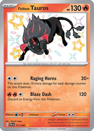 Paldean Tauros (111/091) - SV Paldean Fates Holofoil - Shiny Rare