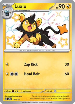 Luxio (136/091) - SV Paldean Fates Holofoil - Shiny Rare