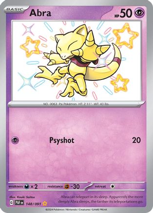 Abra - 148/091 - SV Paldean Fates Holofoil - Shiny Rare