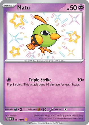 Natu (151/091) - SV Paldean Fates Holofoil - Shiny Rare