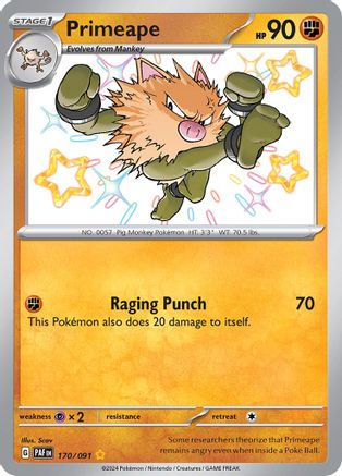 Primeape (170/091) - SV Paldean Fates Holofoil - Shiny Rare
