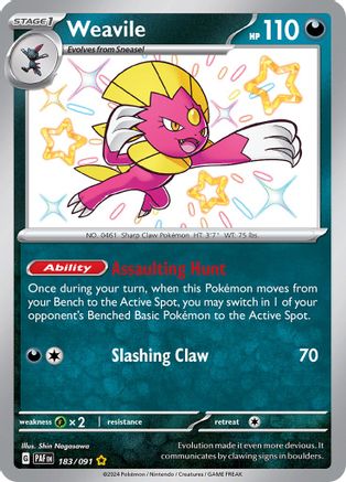 Weavile (183/091) - SV Paldean Fates Holofoil - Shiny Rare