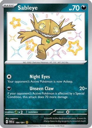 Sableye (184/091) - SV Paldean Fates Holofoil - Shiny Rare
