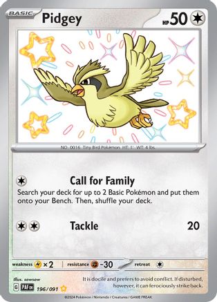 Pidgey (196/091) - SV Paldean Fates Holofoil - Shiny Rare