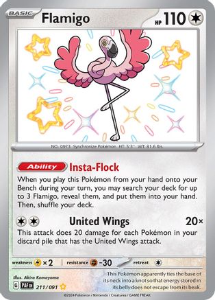 Flamigo (211/091) - SV Paldean Fates Holofoil - Shiny Rare