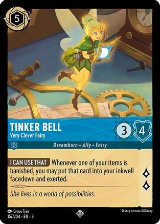 (157/204)  Tinker Bell - Very Clever Fairy - Into the Inklands  Cold Foil