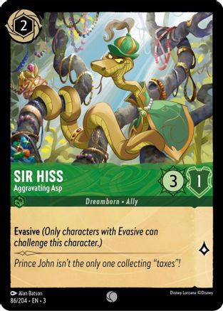 (086/204)  Sir Hiss - Aggravating Asp - Into the Inklands  Cold Foil