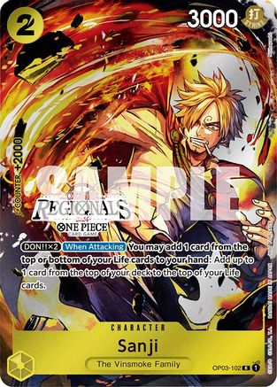 (OP03-102) Sanji (Offline Regional 2024) [Participant] - One Piece Promotion Cards Foil