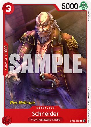 (OP06-008) Schneider - Wings of the Captain Pre-Release Cards Normal
