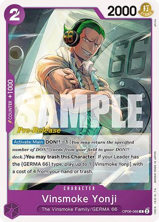 Vinsmoke Yonji (066) (OP06-066) - Wings of the Captain Pre-Release Cards