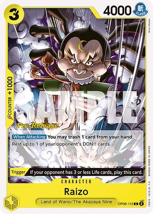 (OP06-112) Raizo - Wings of the Captain Pre-Release Cards Normal