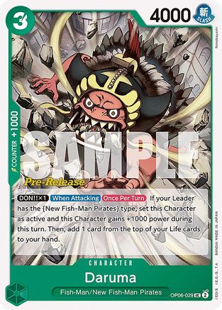 (OP06-029) Daruma - Wings of the Captain Pre-Release Cards Normal