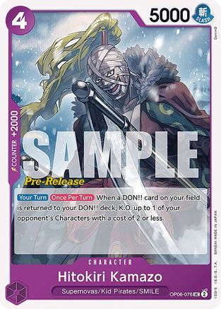 (OP06-076) Hitokiri Kamazo - Wings of the Captain Pre-Release Cards Normal