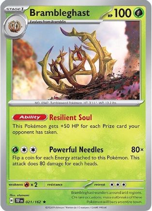 Brambleghast (21/162) - SV05 Temporal Forces Reverse Holofoil - Rare