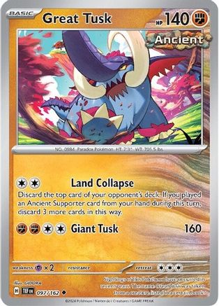 Great Tusk (97/162) - SV05 Temporal Forces Reverse Holofoil - Uncommon