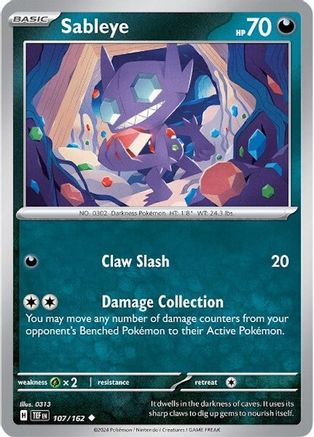 Sableye (107/162) - SV05 Temporal Forces Reverse Holofoil - Uncommon