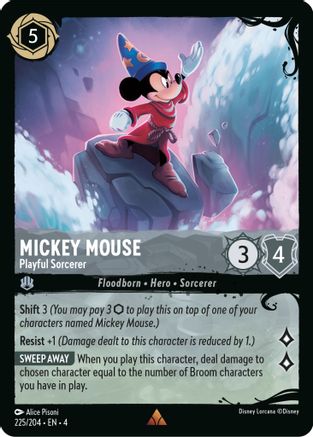 (225/204) Mickey Mouse - Playful Sorcerer (225/204) - Illumineer's Quest: Deep Trouble Cold Foil