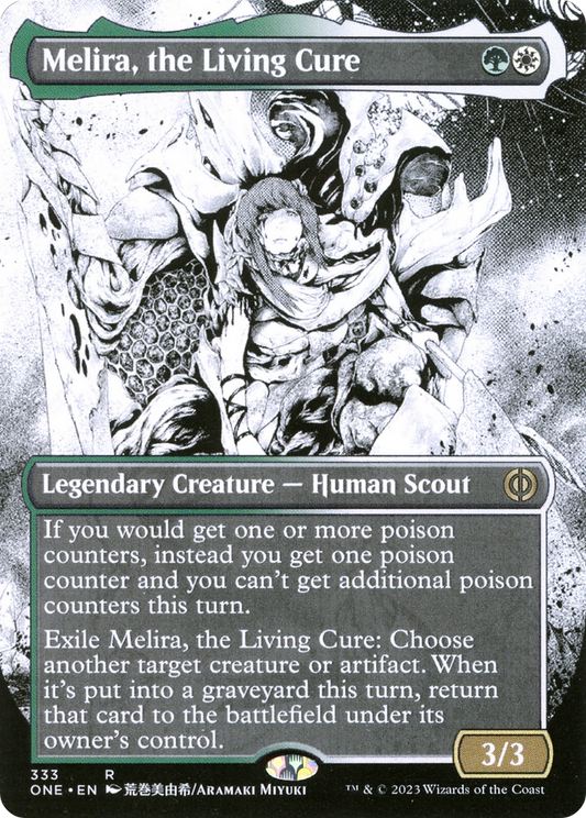 Melira, the Living Cure (Borderless) (ONE-333) - Phyrexia: All Will Be One: (Showcase) (Borderless) Foil
