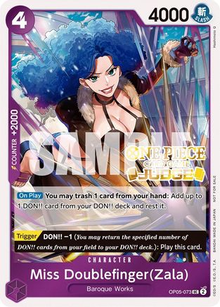 Miss Doublefinger(Zala) (Judge Pack Vol. 3) (OP05-073) - One Piece Promotion Cards Foil