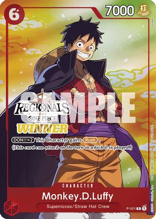 (P-001) Monkey.D.Luffy (001) (Online Regional 2024 Vol. 2) [Winner] - One Piece Promotion Cards Nonfoil
