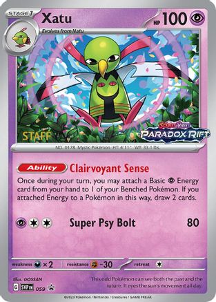 Xatu - 059 (Prerelease) [Staff] 59 - SV Scarlet & Violet Promo Cards Holofoil