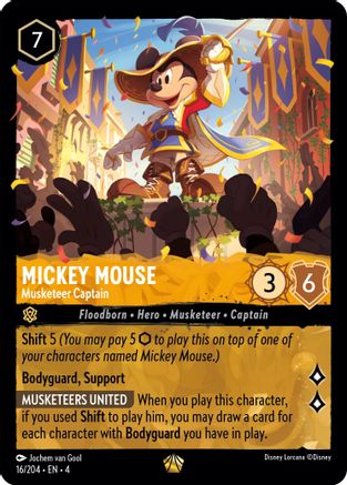 (016/204)  Mickey Mouse - Musketeer Captain - Ursula's Return  Cold Foil