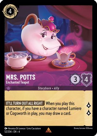 (052/204)  Mrs. Potts - Enchanted Teapot - Ursula's Return  Cold Foil