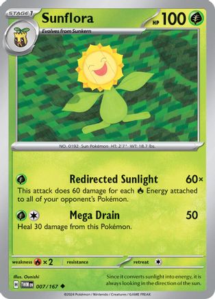 Sunflora (7/167) - SV06 Twilight Masquerade Reverse Holofoil - Uncommon